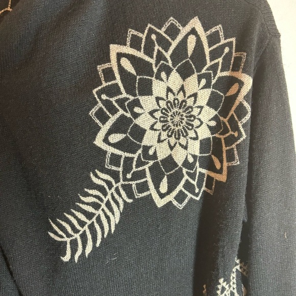 DESIGUAL Sz L Hibiscus Floral Sequin Sparkle Cascade Open Front Cardigan - Picture 3 of 12